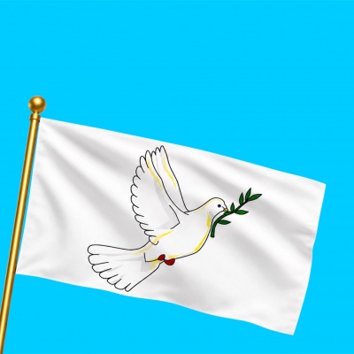 Vredesvlag duif met witte achtergrond