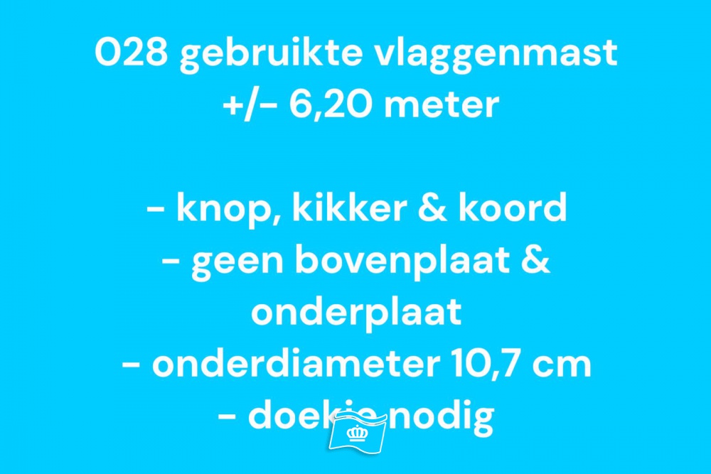 028 Gebruikte vlaggenmast polyester 6,20 meter, zie info