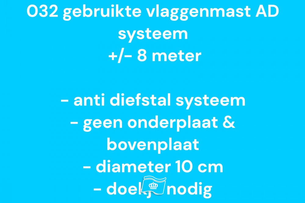 032 Gebruikte vlaggenmast polyester 8 meter, zie info