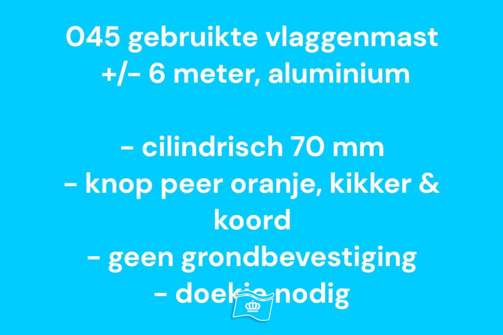 045 Gebruikte vlaggenmast aluminium 6 meter, zie info