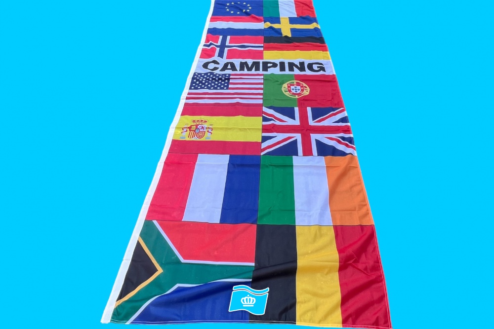 Banier Camping met landen 100x300 cm, uitverkoop