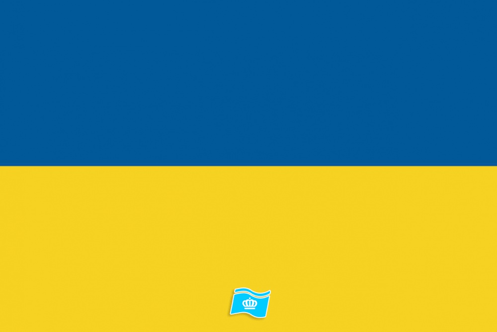 Gebruikte vlag Oekraine 150x225 cm, uitverkoop Gebruikte vlag Oekraine 150x225 cm, uitverkoop