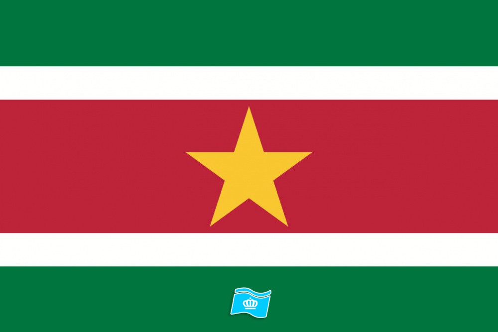 Gebruikte vlag Suriname 150x225 cm, uitverkoop Gebruikte vlag Suriname 150x225 cm, uitverkoop