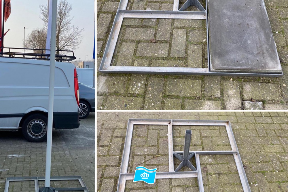 Grondbevestiging stalenframe geschikt voor mast van 60 mm