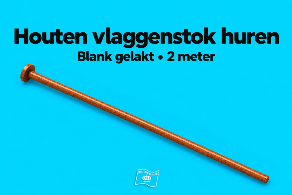 Houten vlaggenstok 2 meter huren – met platte knop