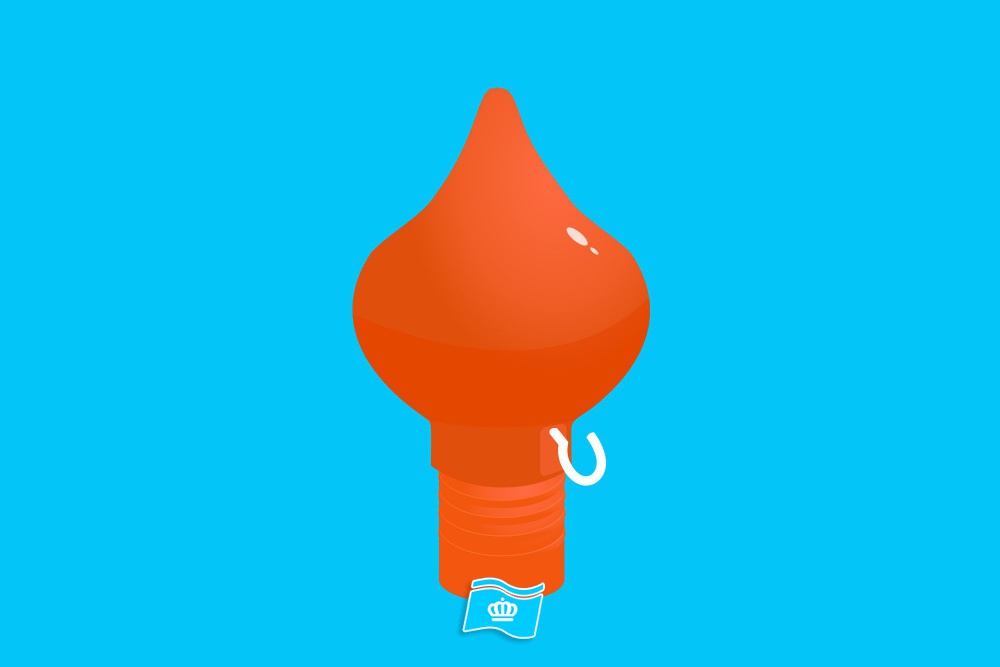 Vlaggenstok knop peer oranje