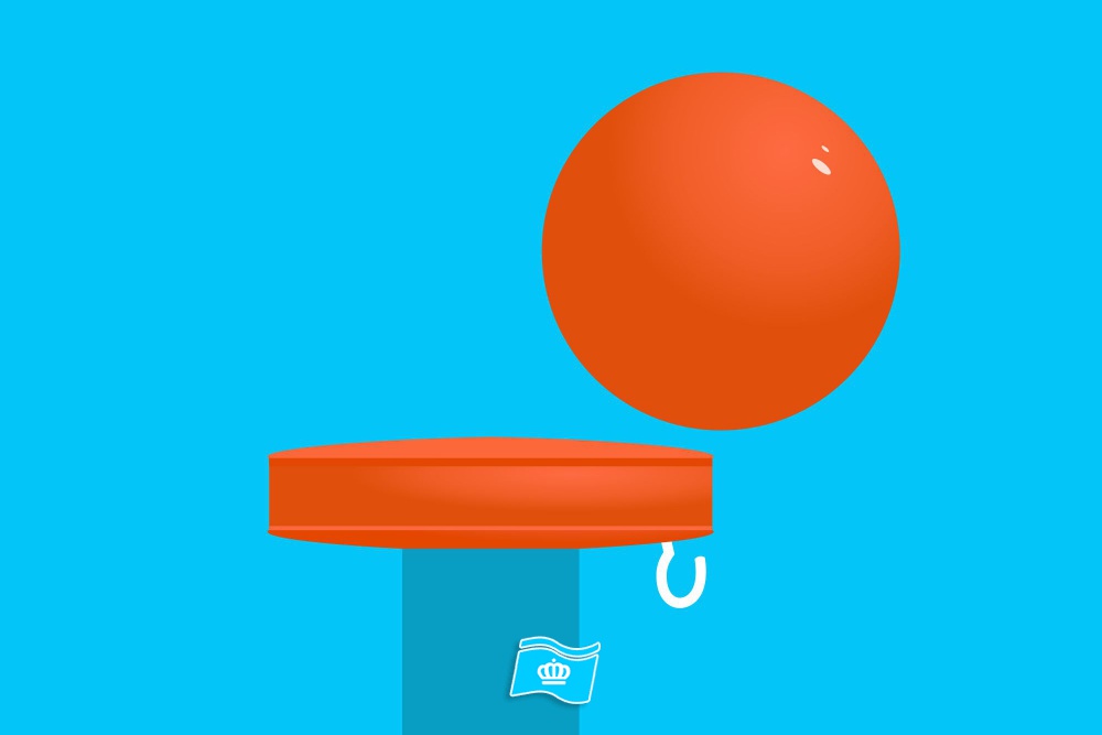 Vlaggenstok knop plat oranje