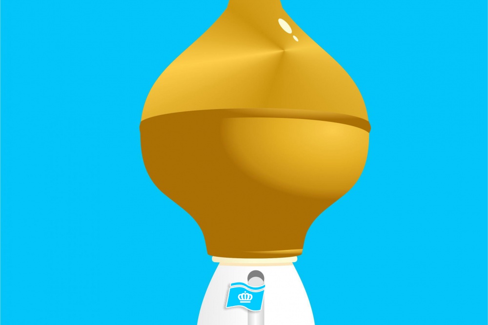Peervormige roterende mastknop Goud Ø60 vlaggenmast