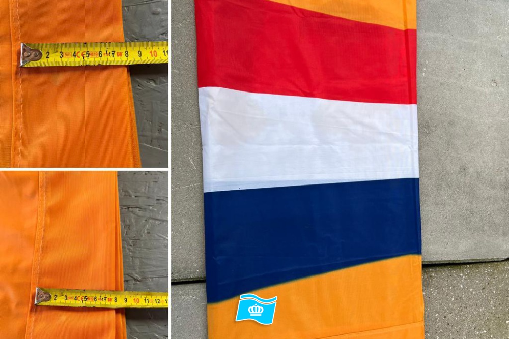 Spandoek Nederland, met de kleuren oranje rood wit blauw en oranje 100x300 cm