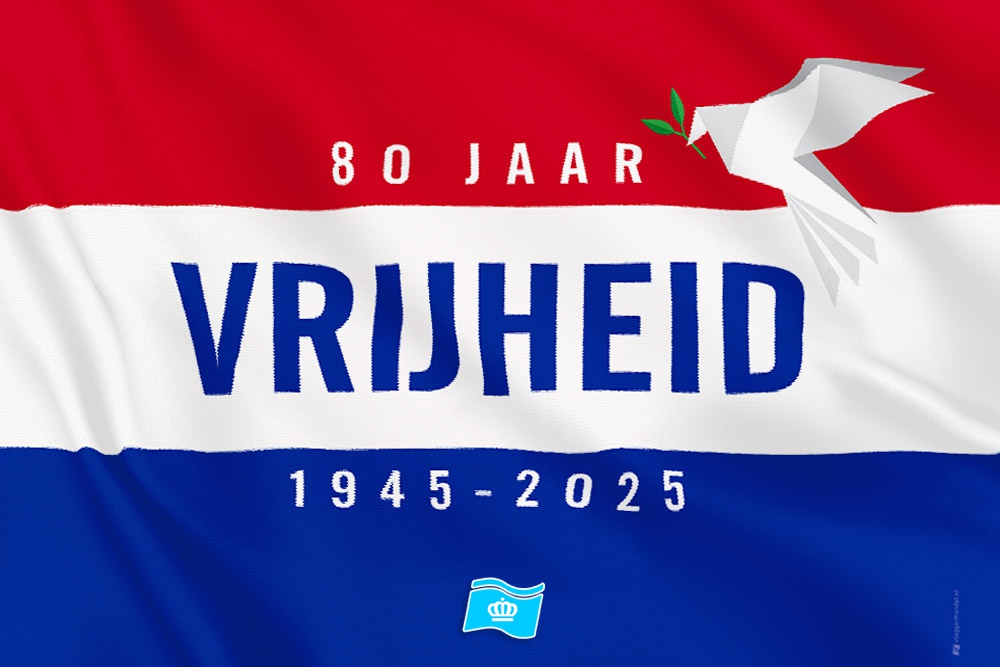Vlag 80 jaar bevrijd Nederland 200x300 cm