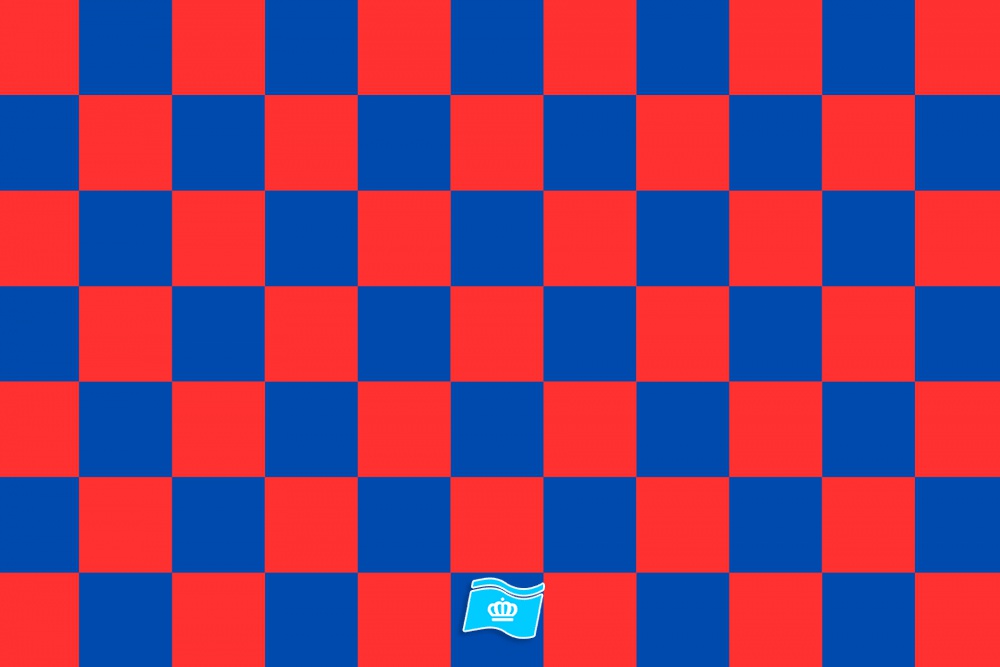 Vlag geblokt blauw - rood 70x100 cm