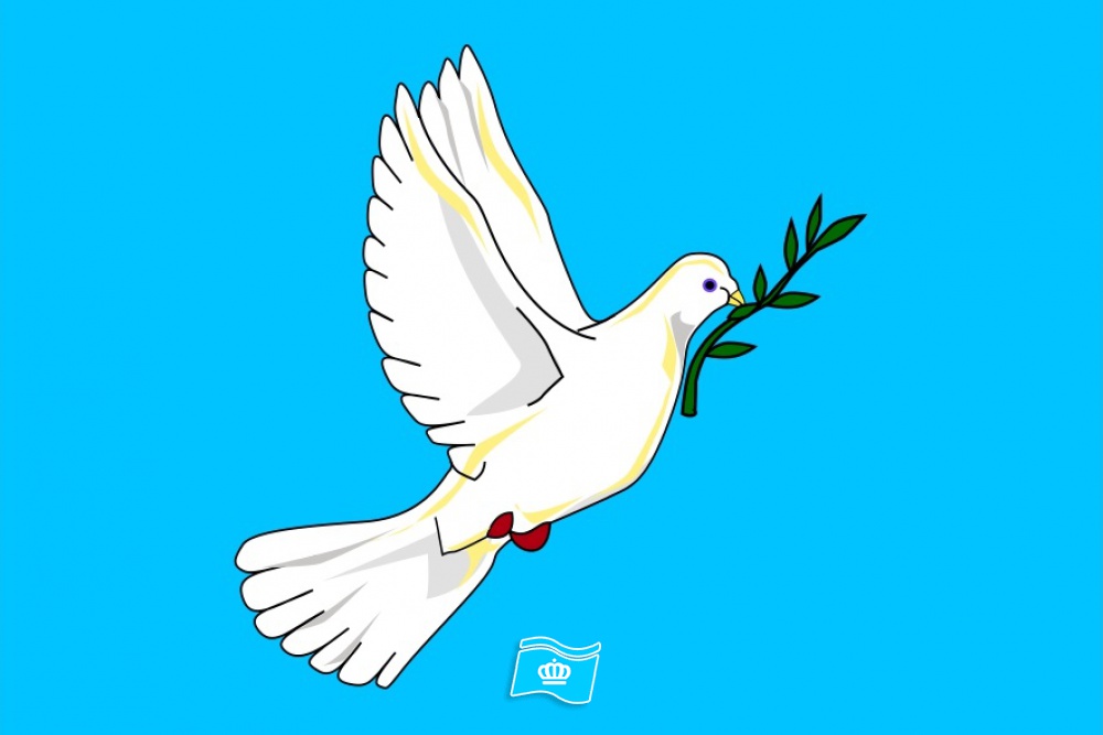 Vlag Vredes duif blauw 70x100 cm