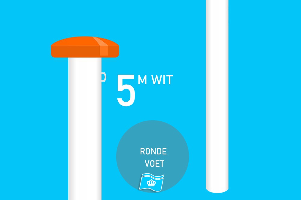 Vlaggenmast hout ronde voet Wit gelakt 5 meter
