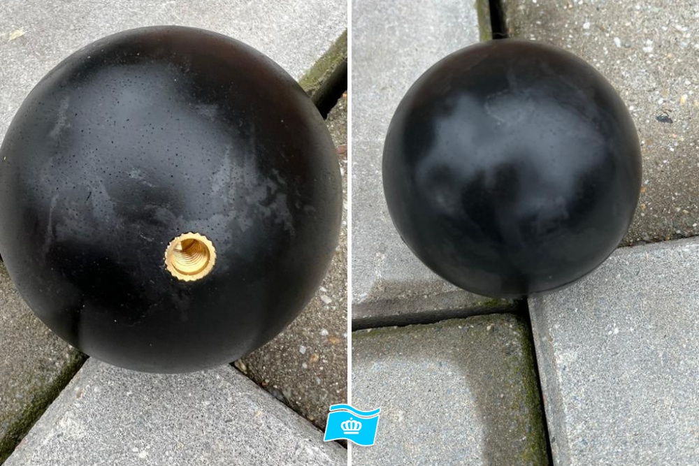 Vlaggenmast knop bol zwart, m8 