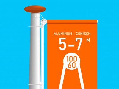 Aluminium vlaggenmast conisch 100/60 zilver (5-6-7 M)