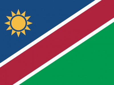 Gebruikte vlag Namibie 150x225 cm, uitverkoop Gebruikte vlag Namibie 150x225 cm, uitverkoop