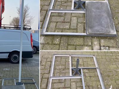 Grondbevestiging stalenframe geschikt voor mast van 60 mm