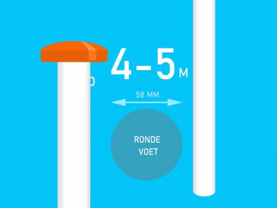 Houten vlaggemast wit met ronde voet 60mm (4-5mtr)
