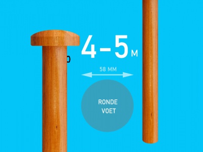 Houten vlaggenmast blank gelakt met ronde voet 60mm (4-5mtr)