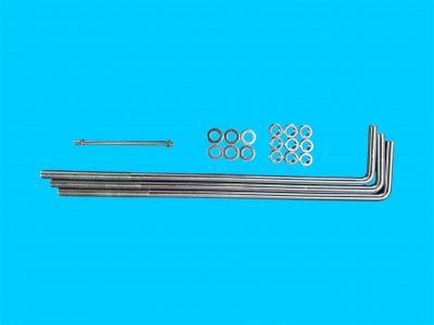 Meerprijs 3 draadeindes, moeren en ringen icm gebruikte mast en onderplaat