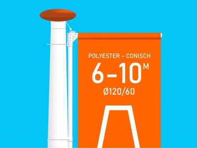 Polyester vlaggenmast conisch