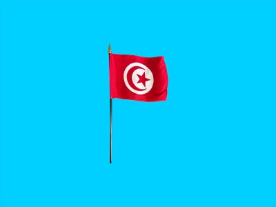 Tafelvlag Tunesië + kunststof houder