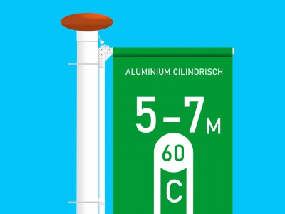 Vlaggenmast Cilindrisch Aluminium 60/60 (5-6-7 Meter) Wit