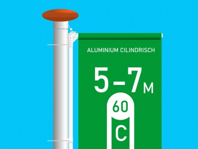 Vlaggenmast Cilindrisch Aluminium 60/60 (5-6-7 Meter) Zilver