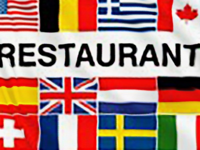 Banier Restaurant landen 100x300 cm